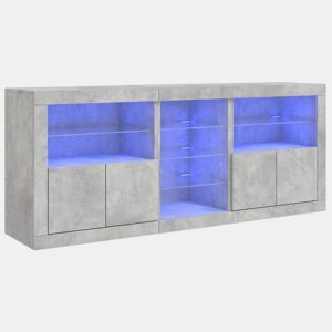Aparador - Bufete - Móvei de apoio com luzes LED 162x37x67 cm cinzento cimento pt1947
