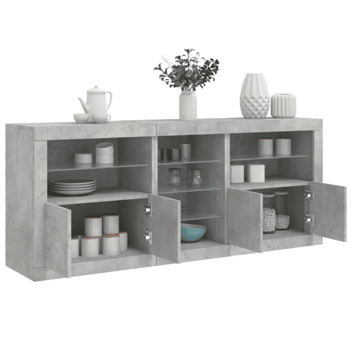 Aparador - Bufete - Móvei de apoio com luzes LED 162x37x67 cm cinzento cimento pt1947