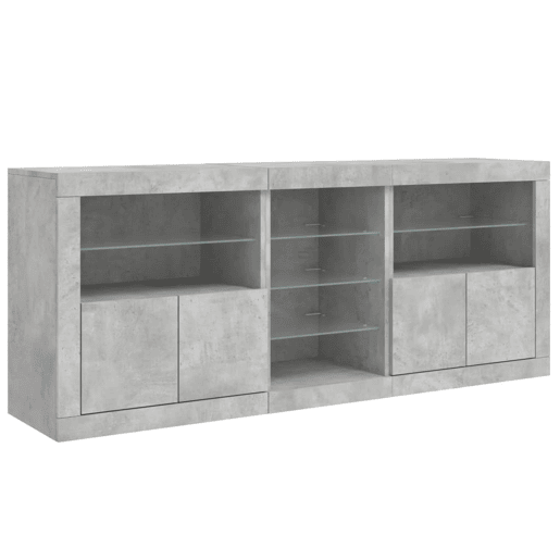 Aparador - Bufete - Móvei de apoio com luzes LED 162x37x67 cm cinzento cimento pt1947