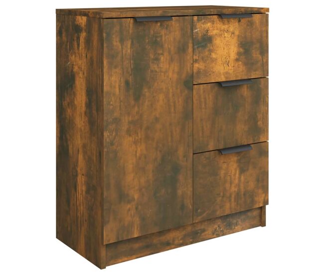 Aparador - mueble de almacenamiento madera contrachapada color roble ahumado 60x30x70 cm es4232