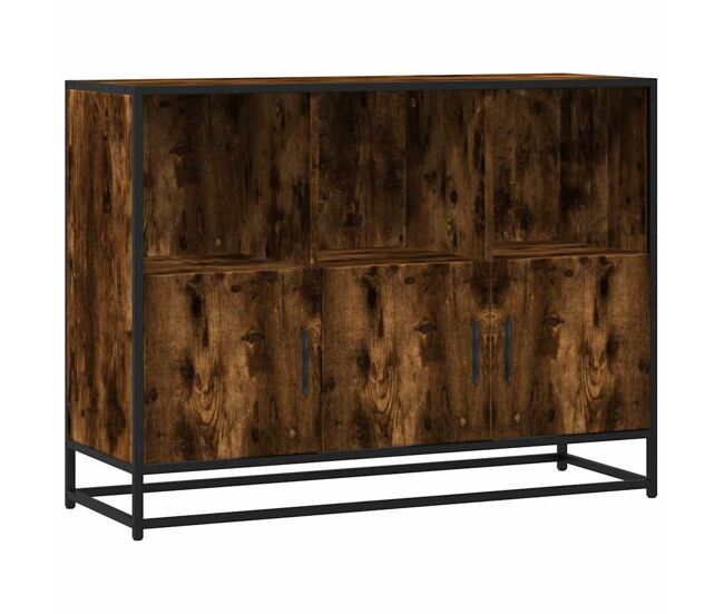 Aparador - mueble de almacenamiento madera contrachapada color roble ahumado 100x35x76 cm es4221