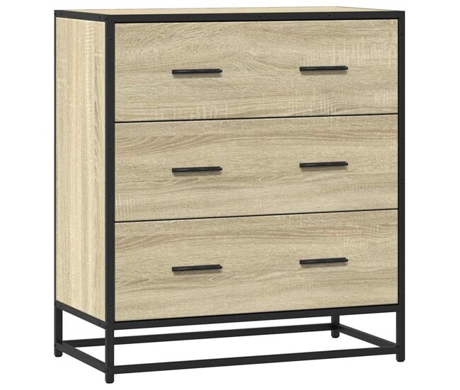 Aparador - mueble de almacenamiento madera ingeniería y metal roble sonoma 68x35x76 cm es4634