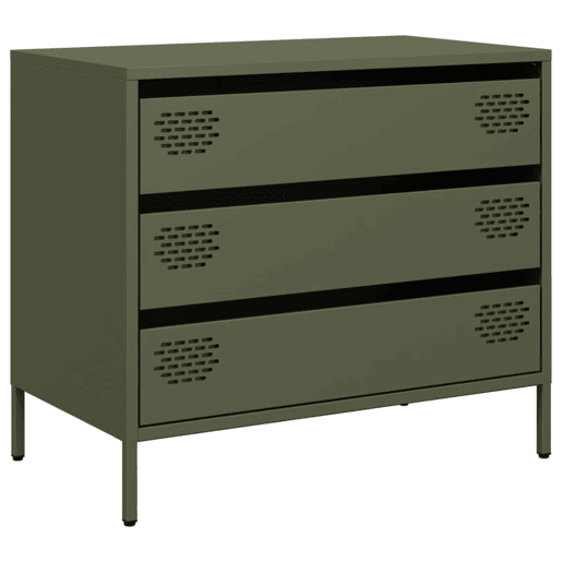Aparador - Bufete - Móvei de apoio 68x39x58,5 cm aço laminado a frio verde-azeitona pt2325