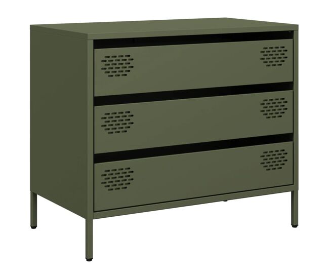 Aparador - mueble de almacenamiento de acero laminado en frío verde oliva 68x39x58,5 cm es2325