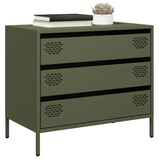 Aparador - Bufete - Móvei de apoio 68x39x58,5 cm aço laminado a frio verde-azeitona pt2325