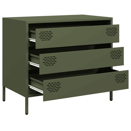 Aparador - Bufete - Móvei de apoio 68x39x58,5 cm aço laminado a frio verde-azeitona pt2325