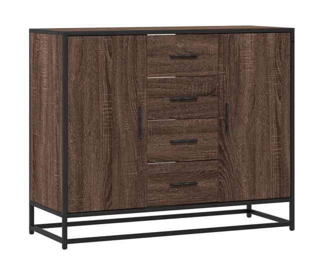 Aparador - mueble de almacenamiento de madera de ingeniería marrón roble 92x35x76 cm es3508