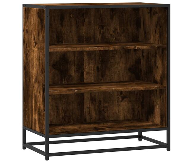Aparador - mueble de almacenamiento madera ingeniería y metal roble ahumado 68x35x76 cm es4628