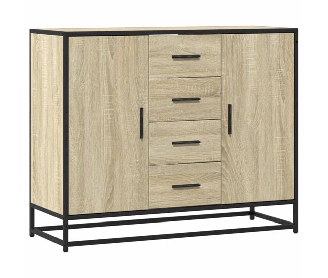 Aparador - mueble de almacenamiento de madera de ingeniería roble sonoma 92x35x76 cm es3801