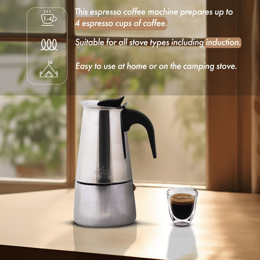 Cafeteira Moka Any Morning inox 200ml indução 4 chávenas