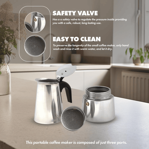 Cafeteira Moka Any Morning inox 200ml indução 4 chávenas