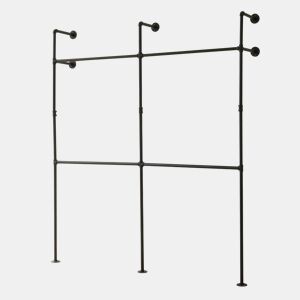 Suporte de parede para varão de roupa Kenävatka 222x201x31 cm aço preto en.casa