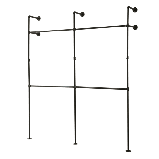 Suporte de parede para varão de roupa Kenävatka 222x201x31 cm aço preto en.casa Suporte de parede para varão de roupa Kenävatka 222x201x31 cm aço preto en.casa