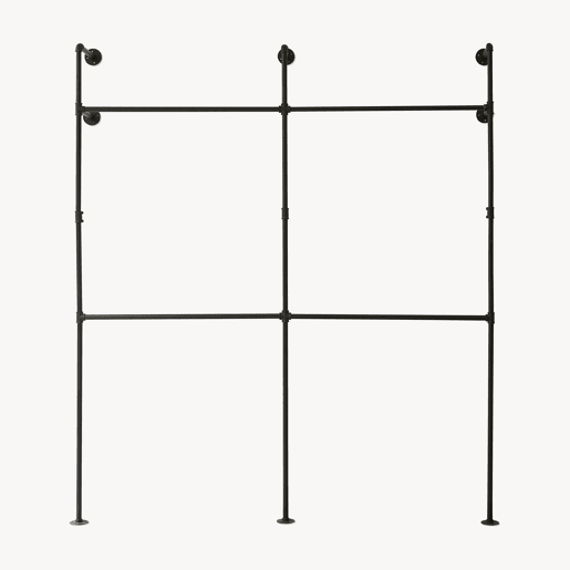 Suporte de parede para varão de roupa Kenävatka 222x201x31 cm aço preto en.casa Suporte de parede para varão de roupa Kenävatka 222x201x31 cm aço preto en.casa