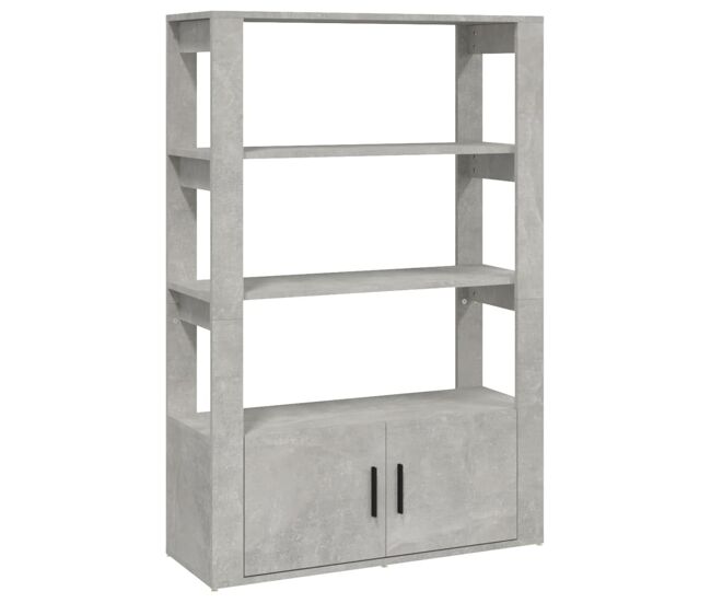 Aparador - mueble de almacenamiento de madera contrachapada gris hormigón 80x30x119,5 cm es2839