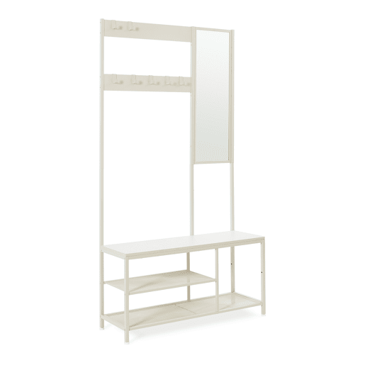 Bengaleiro Napinerg com espelho e sapateira 185x98x34 cm Cor de areia en.casa