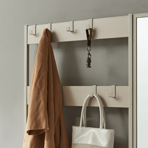 Bengaleiro Napinerg com espelho e sapateira 185x98x34 cm Cor de areia en.casa
