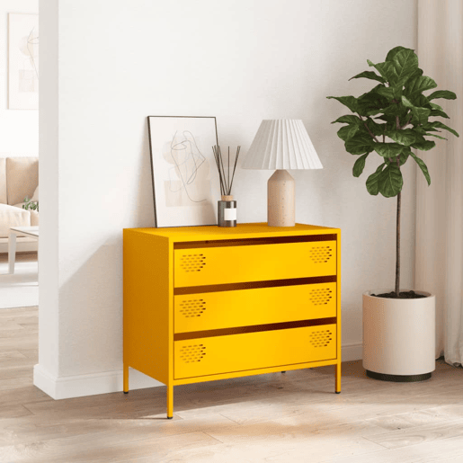 Aparador - Bufete - Móvei de apoio 68x39x58,5 cm aço laminado a frio amarelo mostarda pt108