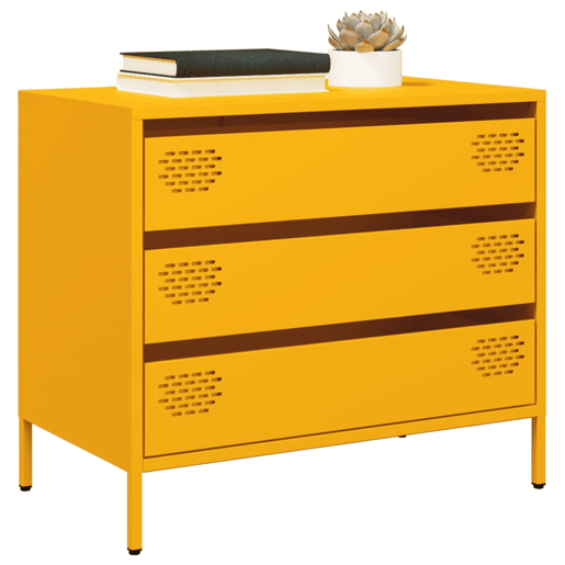 Aparador - Bufete - Móvei de apoio 68x39x58,5 cm aço laminado a frio amarelo mostarda pt108