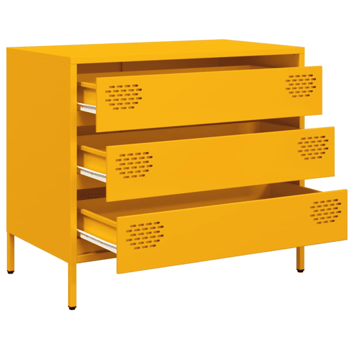 Aparador - Bufete - Móvei de apoio 68x39x58,5 cm aço laminado a frio amarelo mostarda pt108