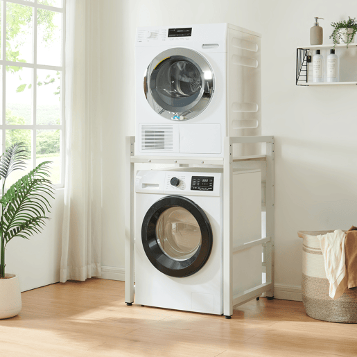 Prateleira para máquina de lavar Hökangend prateleira regulável em altura 105x73x63 cm branco en.casa Prateleira para máquina de lavar Hökangend prateleira regulável em altura 105x73x63 cm branco en.casa