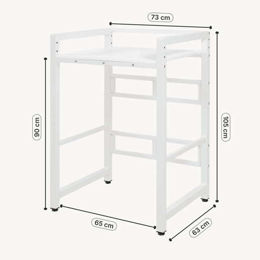 Prateleira para máquina de lavar Hökangend prateleira regulável em altura 105x73x63 cm branco en.casa Prateleira para máquina de lavar Hökangend prateleira regulável em altura 105x73x63 cm branco en.casa