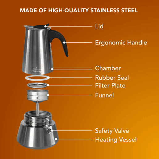 Cafeteira Moka Any Morning inox 300 ml indução 6 chávenas