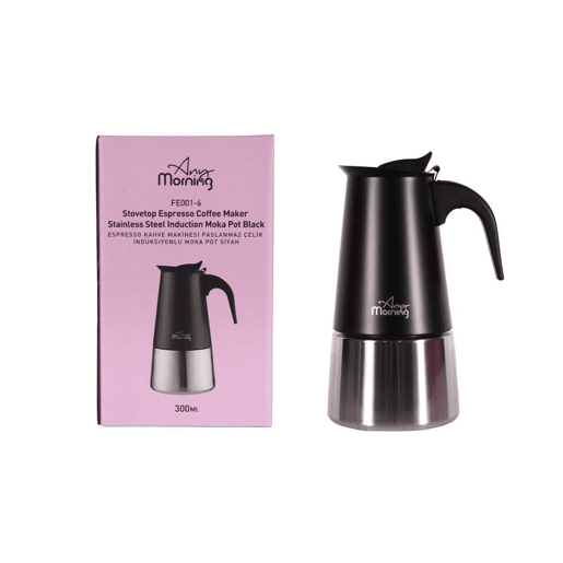 Cafeteira Espresso Any Morning inox 300 ml preta indução