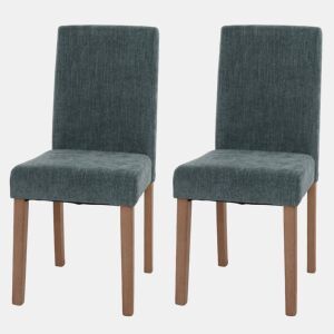 Conjunto de 2 cadeiras de jantar com encosto alto em tecido chenille verde com pés de madeira clara 04_0007325