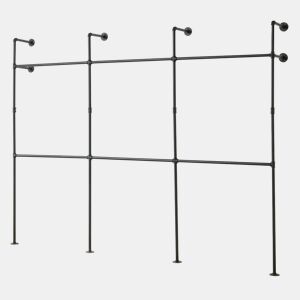 Suporte de parede para varão de roupa Kenävatka 222x296x31 cm aço preto en.casa