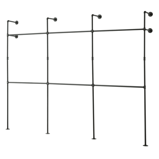 Suporte de parede para varão de roupa Kenävatka 222x296x31 cm aço preto en.casa Suporte de parede para varão de roupa Kenävatka 222x296x31 cm aço preto en.casa