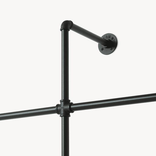 Suporte de parede para varão de roupa Kenävatka 222x296x31 cm aço preto en.casa Suporte de parede para varão de roupa Kenävatka 222x296x31 cm aço preto en.casa