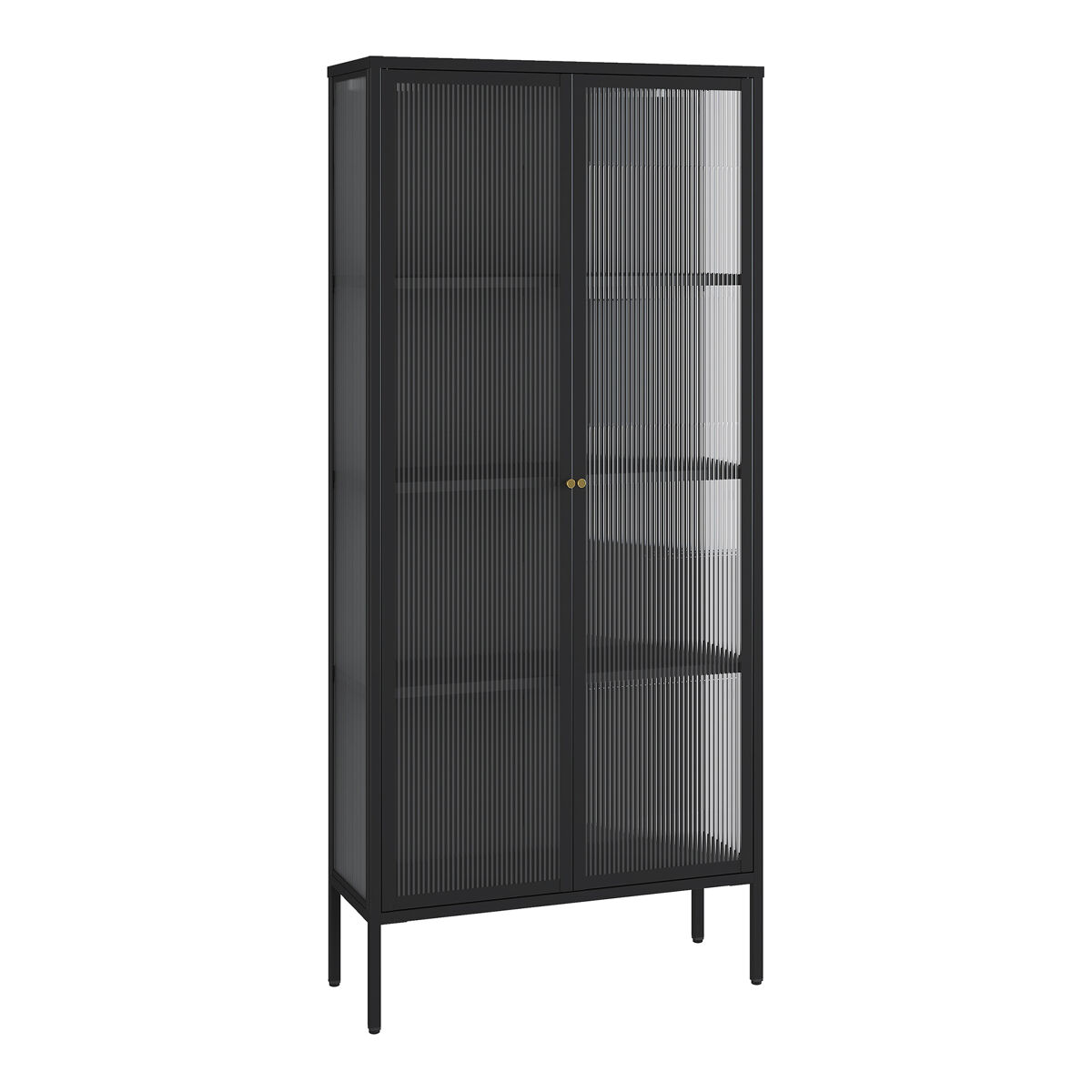 Vitrina vinterhavn con 2 puertas 4 compartimentos acero 180x80x35cm negro [en.casa]