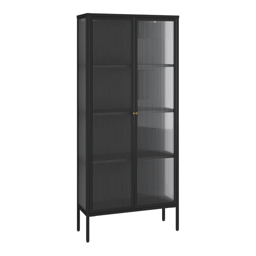Vitrina Vinterhavn com 2 portas 180x80x35 cm aço preto en.casa Vitrina Vinterhavn com 2 portas 180x80x35 cm aço preto en.casa