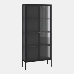 Vitrina Vinterhavn com 2 portas 180x80x35 cm aço preto en.casa