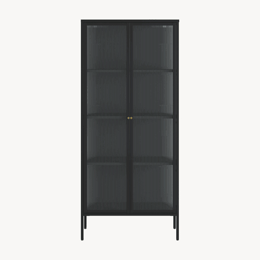Vitrina Vinterhavn com 2 portas 180x80x35 cm aço preto en.casa Vitrina Vinterhavn com 2 portas 180x80x35 cm aço preto en.casa