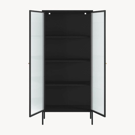 Vitrina Vinterhavn com 2 portas 180x80x35 cm aço preto en.casa Vitrina Vinterhavn com 2 portas 180x80x35 cm aço preto en.casa