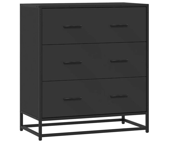 Aparador - mueble de almacenamiento de madera de ingeniería y metal negro 68x35x76 cm es3809