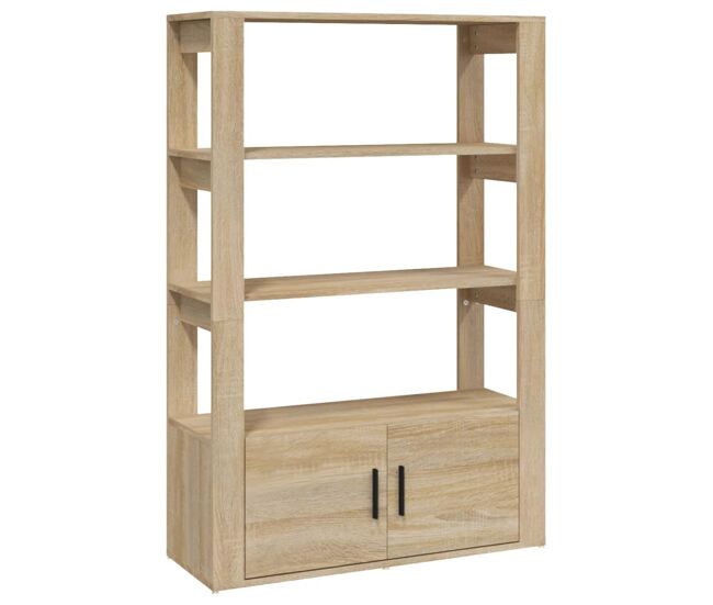 Aparador - mueble de almacenamiento madera contrachapada color roble sonoma 80x30x119,5 cm es4305
