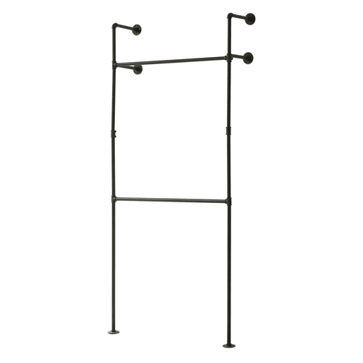 Suporte de parede para varão de roupa Kenävatka 222x105x31 cm aço preto en.casa Suporte de parede para varão de roupa Kenävatka 222x105x31 cm aço preto en.casa