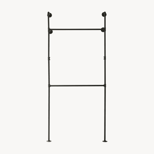 Suporte de parede para varão de roupa Kenävatka 222x105x31 cm aço preto en.casa Suporte de parede para varão de roupa Kenävatka 222x105x31 cm aço preto en.casa