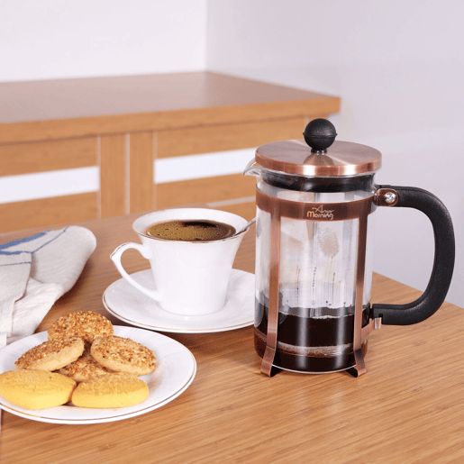 Any Morning Cafeteira prensa francesa 600 ml inox vidro 3 chávenas