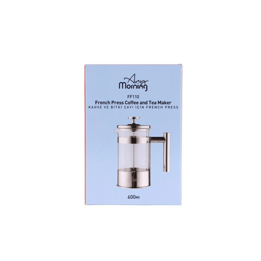 Cafeteira prensa francesa Any Morning 600 ml inox e vidro preto