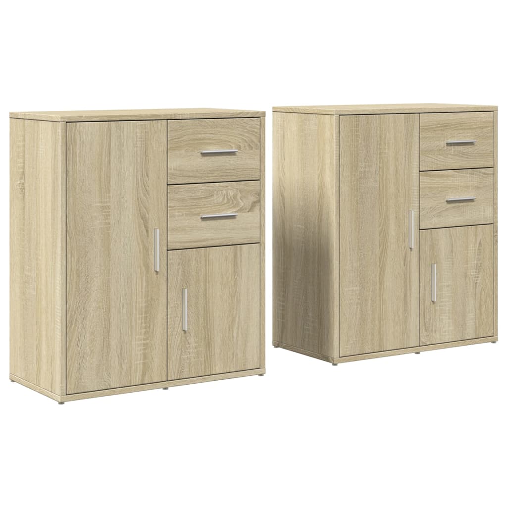 Aparador - mueble de almacenamiento de madera de ingeniería 2 uds roble sonoma 60x31x70 cm es3125