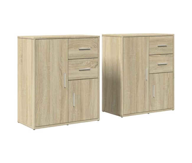 Aparador - mueble de almacenamiento de madera de ingeniería 2 uds roble sonoma 60x31x70 cm es3125