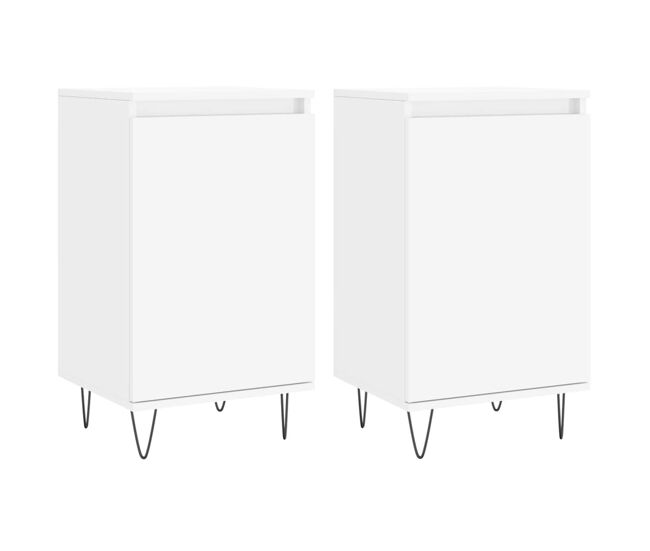 Aparador - muebles de almacenamiento 2 uds madera de ingeniería blanco 40x35x70 cm es5169
