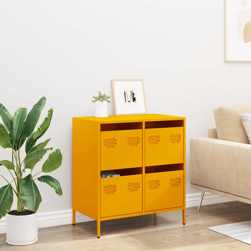 Aparador - Bufete - Móvei de apoio 68x39x73,5 cm aço laminado a frio amarelo mostarda pt109
