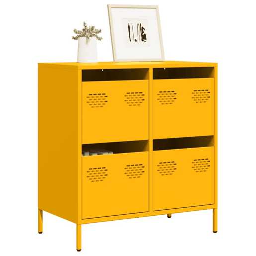 Aparador - Bufete - Móvei de apoio 68x39x73,5 cm aço laminado a frio amarelo mostarda pt109