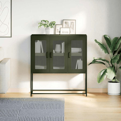 Aparador - Bufete - Móvei de apoio 100,5x39x107 cm aço laminado a frio verde-azeitona pt2317