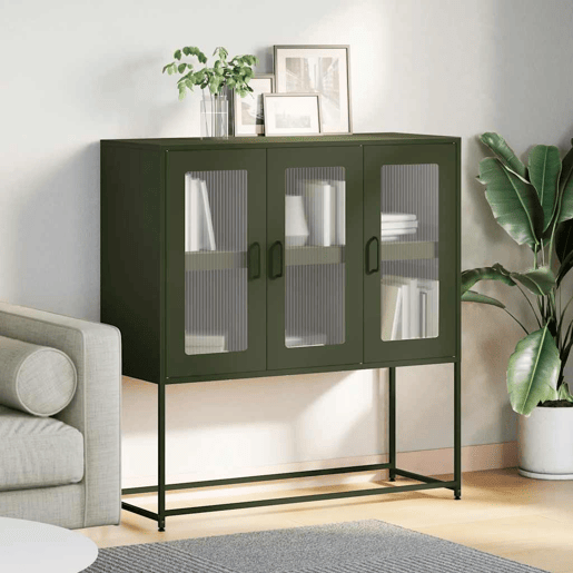 Aparador - Bufete - Móvei de apoio 100,5x39x107 cm aço laminado a frio verde-azeitona pt2317